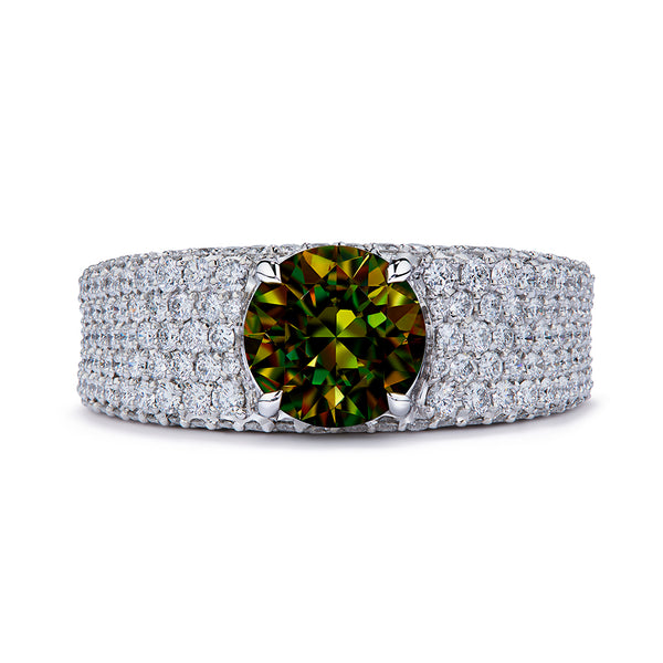 Demantoid Garnet Ring with D Flawless Diamonds set in 18K White Gold
