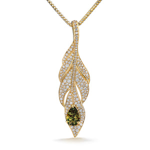 Demantoid Garnet Necklace with D Flawless Diamonds set in 18K Yellow Gold