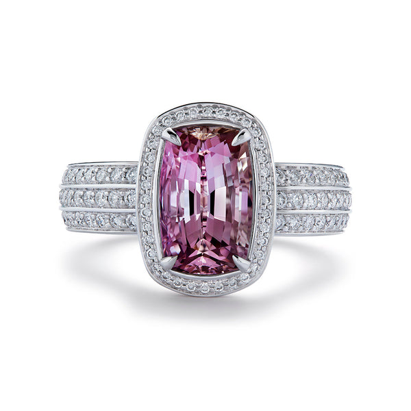 Pink Tanzanite Ring with D Flawless Diamonds set in 18K White Gold