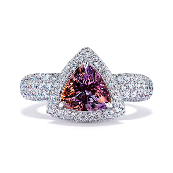 Pink Tanzanite Ring with D Flawless Diamonds set in 18K White Gold