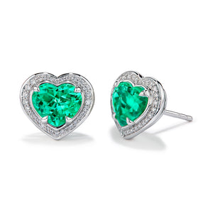 Muzo Colombian Emerald Earrings with D Flawless Diamonds set in 18K White Gold