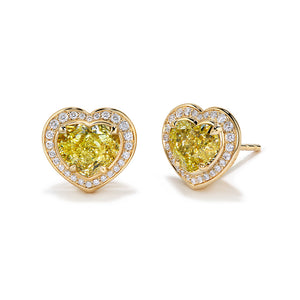 Fancy Yellow Diamond Earrings with D Flawless Diamonds set in 18K Yellow Gold