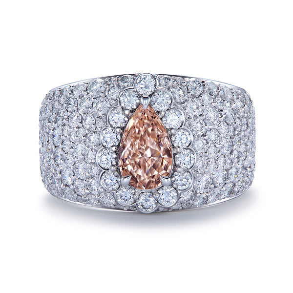 Argyle Fancy Light Pink Diamond Ring with D Flawless Diamonds set in Platinum