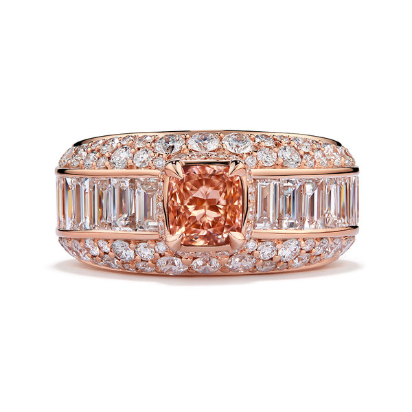 Argyle Fancy Pink Diamond Ring with D Flawless Diamonds set in 18K Rose Gold