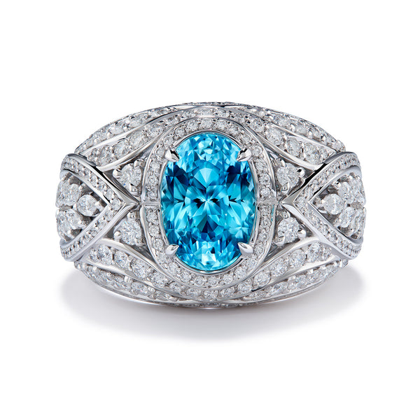 Neon Unheated Paraiba Tourmaline Ring with D Flawless Diamonds set in 18K White Gold