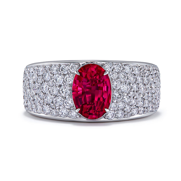 Unheated Luc Yen Jedi Ruby Ring with D Flawless Diamonds set in 18K White Gold