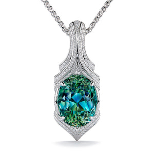 Unheated Neon Paraiba Tourmaline Necklace with D Flawless Diamonds set in 18K White Gold