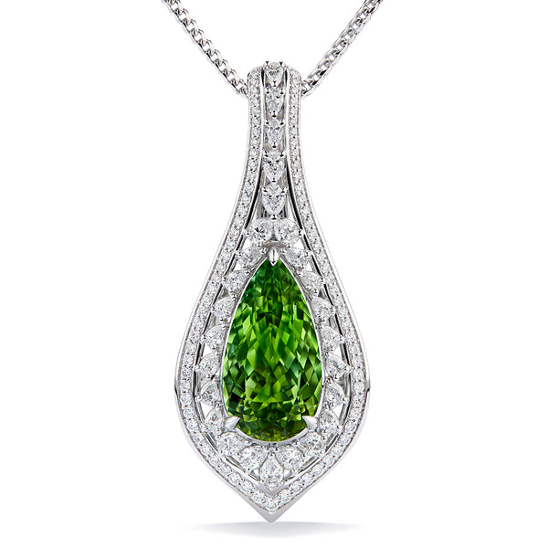 Unheated Paraiba Tourmaline Necklace with D Flawless Diamonds set in 18K White Gold