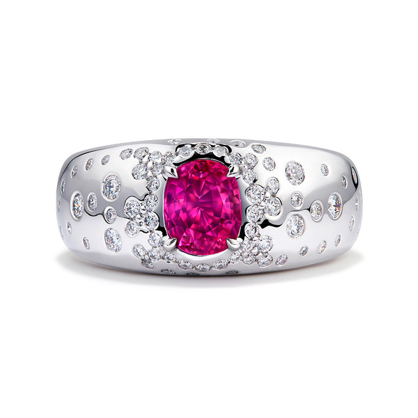 Unheated Mogok Jedi Ruby Ring with D Flawless Diamonds set in Platinum