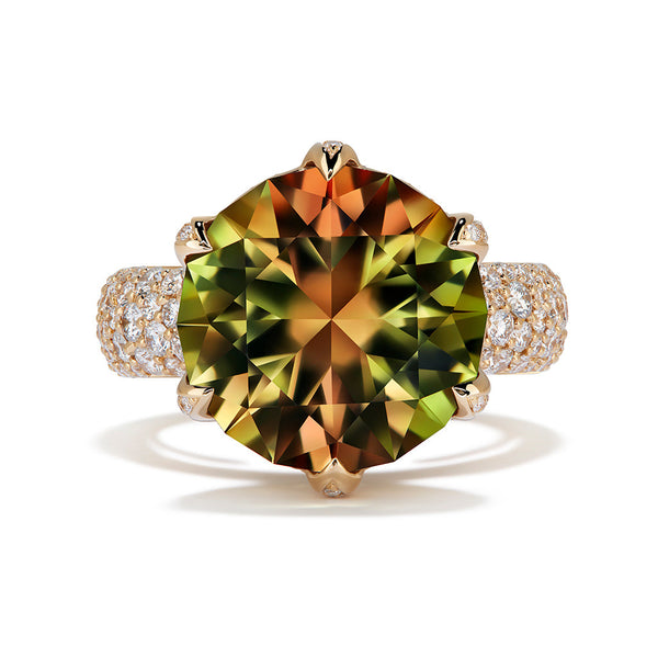 Zultanite Ring with D Flawless Diamonds set in 18K Yellow Gold