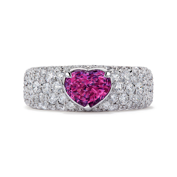 Unheated Pink Sapphire Ring with D Flawless Diamonds set in 18K White Gold