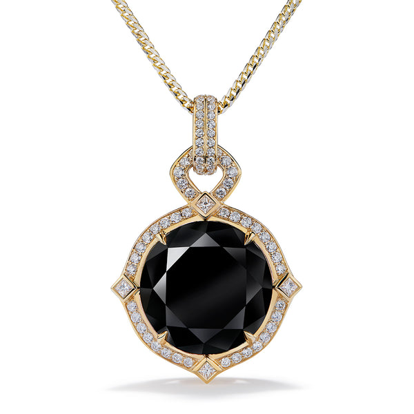 Black Diamond Necklace with D Flawless Diamonds set in 18K Yellow Gold