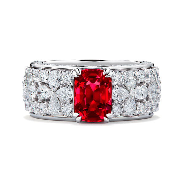 Namya Jedi Spinel Ring with D Flawless Diamonds set in 18K White Gold
