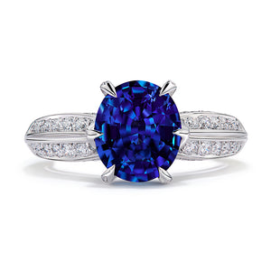 Unheated Didy Blue Sapphire Ring with D Flawless Diamonds set in 18K White Gold