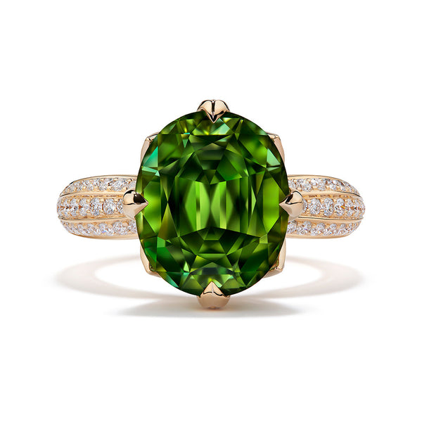 Unheated Paraiba Tourmaline ring with D Flawless Diamonds set in 18K Yellow Gold