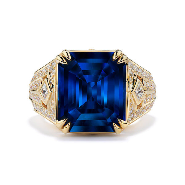 Luc Yen Cobalt Spinel Ring with D Flawless Diamonds set in 18K Yellow Gold