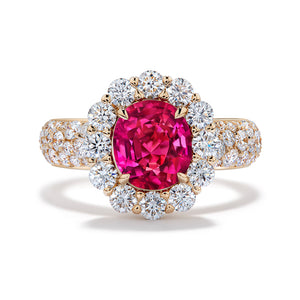 Unheated Mogok Ruby Ring with D Flawless Diamonds set in 18K Yellow Gold
