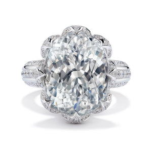 White Zircon Ring with D Flawless Diamonds set in 18K White Gold