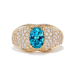 Neon Paraiba Tourmaline Ring with D Flawless Diamonds set in 18K Yellow Gold