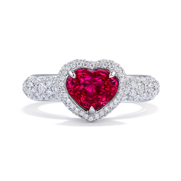 Unheated Jedi Mozambique Pigeon Blood Ruby Ring with D Flawless Diamonds set in 18K White Gold