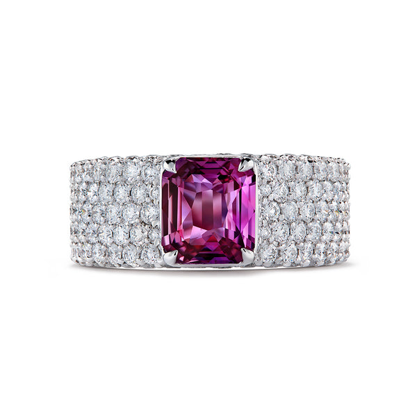Unheated Vietnam Pink Sapphire Ring with D Flawless Diamonds set in 18K White Gold