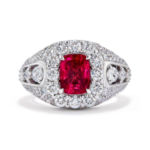 Unheated Jedi Pigeon Blood Madagascar Ruby Ring with D Flawless Diamonds set in 18K White Gold