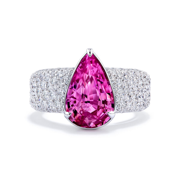 Unheated Ilakaka Pink Sapphire Ring with D Flawless Diamonds set in 18K White Gold