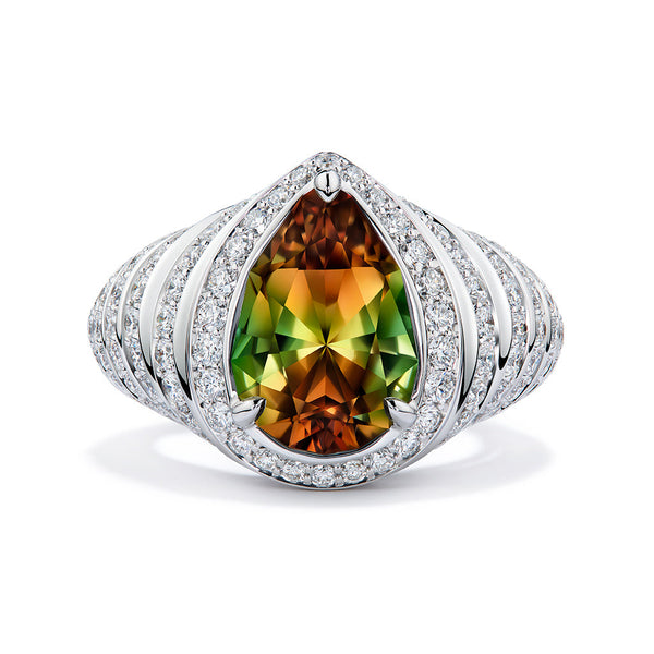 Zultanite Ring with D Flawless Diamonds set in 18K White Gold