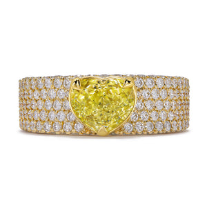 Fancy Yellow Diamond Ring with D Flawless Diamonds set in 18K Yellow Gold