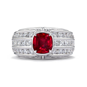 Unheated Pigeon Blood Ruby ring with D Flawless Diamonds set in Platinum