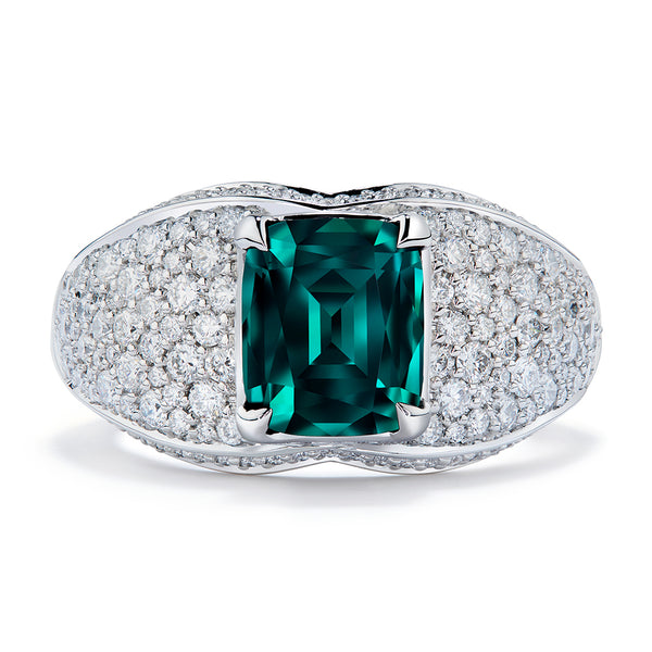 Vivid Green Spinel Ring with D Flawless Diamonds set in 18K White Gold