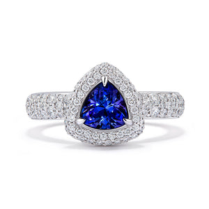 Benitoite Ring with D Flawless Diamonds set in 18K White Gold
