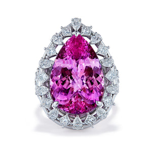 Unheated Brazilian Pink Topaz Ring with D Flawless Diamonds set in 18K White Gold