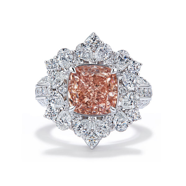 Flawless Fancy Pink Argyle Diamond Ring with D Flawless Diamonds set in 18K White Gold