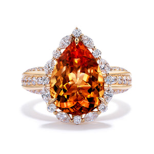 Imperial Topaz Ring with D Flawless Diamonds set in 18K Yellow Gold