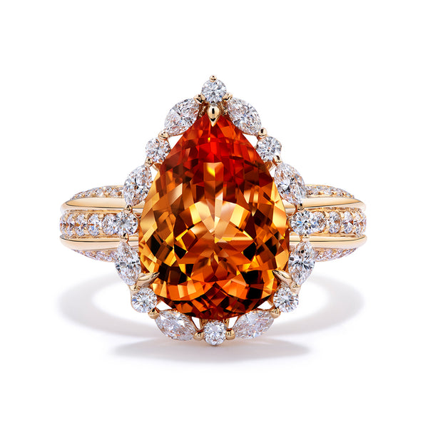 Imperial Topaz Ring with D Flawless Diamonds set in 18K Yellow Gold