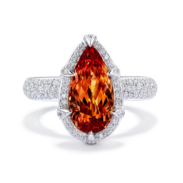 Brazillian Imperial Topaz Ring with D Flawless Diamonds set in 18K White Gold