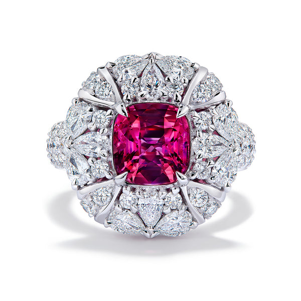 Burmese Jedi Spinel Ring with D Flawless Diamonds set in 18K White Gold