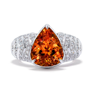 Brazilian Imperial Topaz Ring with D Flawless Diamonds set in 18K White Gold