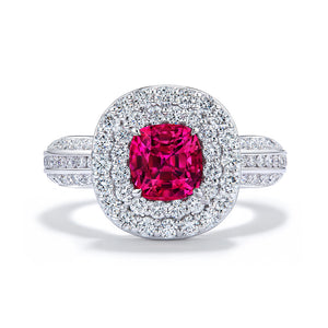 Burmese Jedi Spinel Ring with D Flawless Diamonds set in 18K White Gold