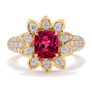 Burmese Jedi Spinel Ring with D Flawless Diamonds set in 18K Yellow Gold