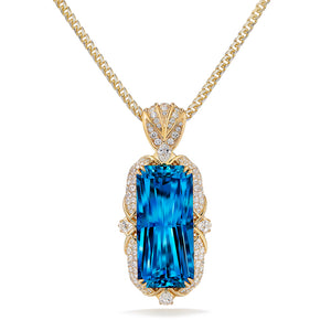 Unheated Santa Maria Aquamarine Necklace with D Flawless Diamonds set in 18K White Gold