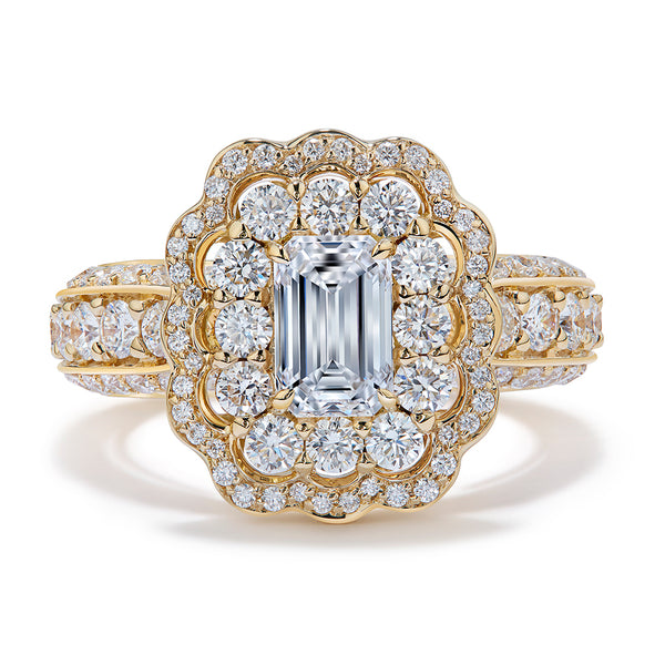D Flawless Golconda Diamond Ring with D Flawless Diamonds set in 18K Yellow Gold