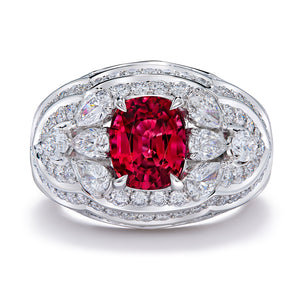 Namya Vivid Jedi Spinel Ring with D Flawless Diamonds set in Platinum