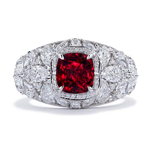 Unheated Pigeon Blood Ruby Ring with D Flawless Diamonds set in 18K White Gold