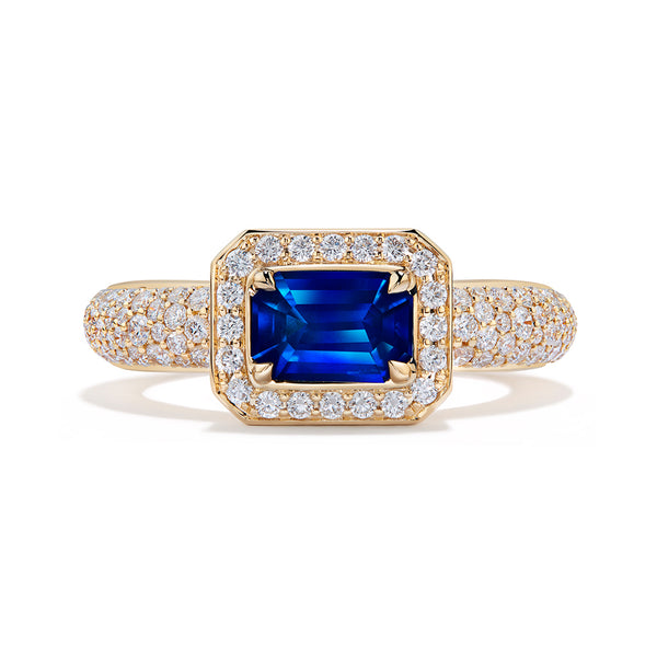 Neon Cobalt Spinel Ring with D Flawless Diamonds set in 18K Yellow Gold