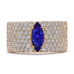 Neon Cobalt Spinel Ring with D Flawless Diamonds set in 18K Yellow Gold
