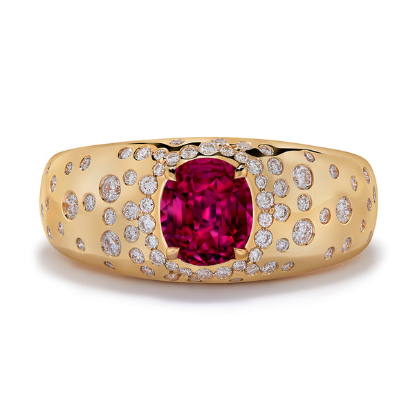 Unheated Padparadscha Sapphire Ring with D Flawless Diamonds set in 18K Yellow Gold