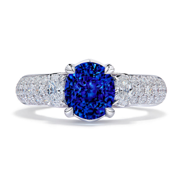 Vietnamese Cobalt Spinel Ring with D Flawless Diamonds set in 18K White Gold