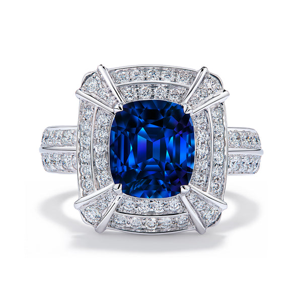 Cobalt Spinel Ring with D Flawless Diamonds set in 18K White Gold